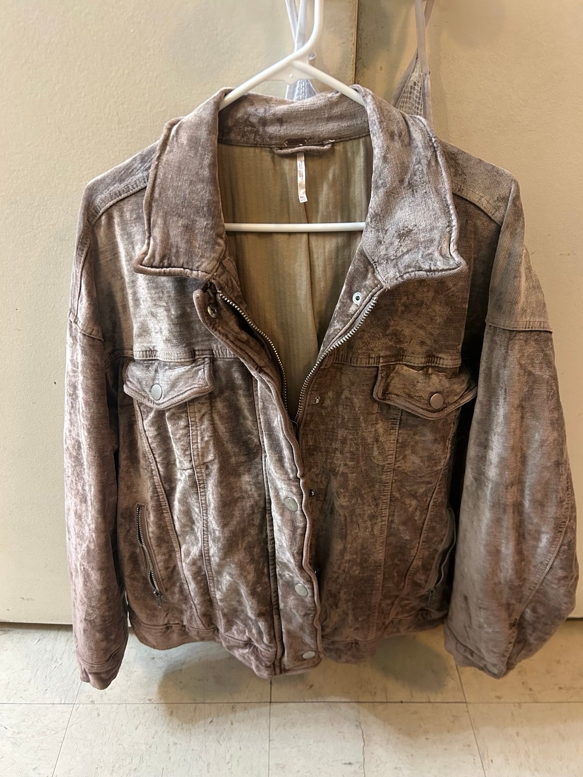 Free People Velvet Zip Up Jacket