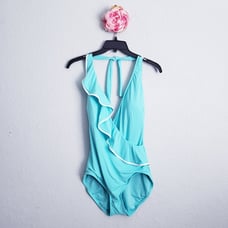 Carmen Marc Valvo Aqua Marine Ruffle One Piece Swimsuit