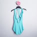 Carmen Marc Valvo Aqua Marine Ruffle One Piece Swimsuit