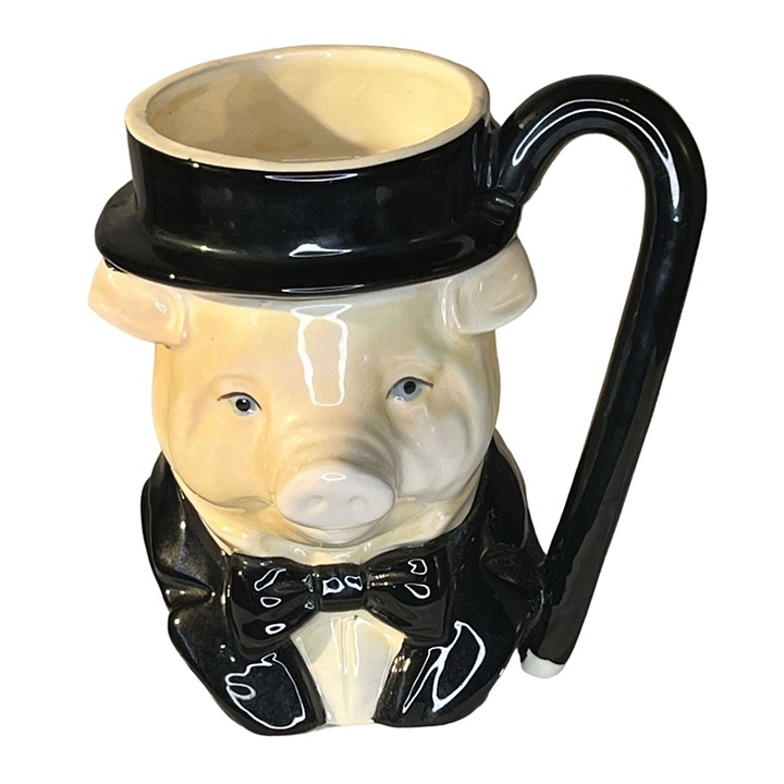 Quon Quon Japan Figural Animal Mugs 1980's British Pig