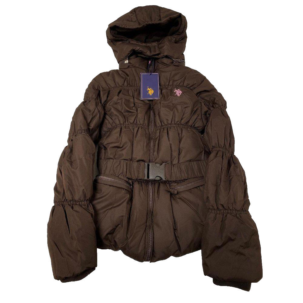 U.S Polo Association Brown Puffer Coat Unisex Kids L(14-16)