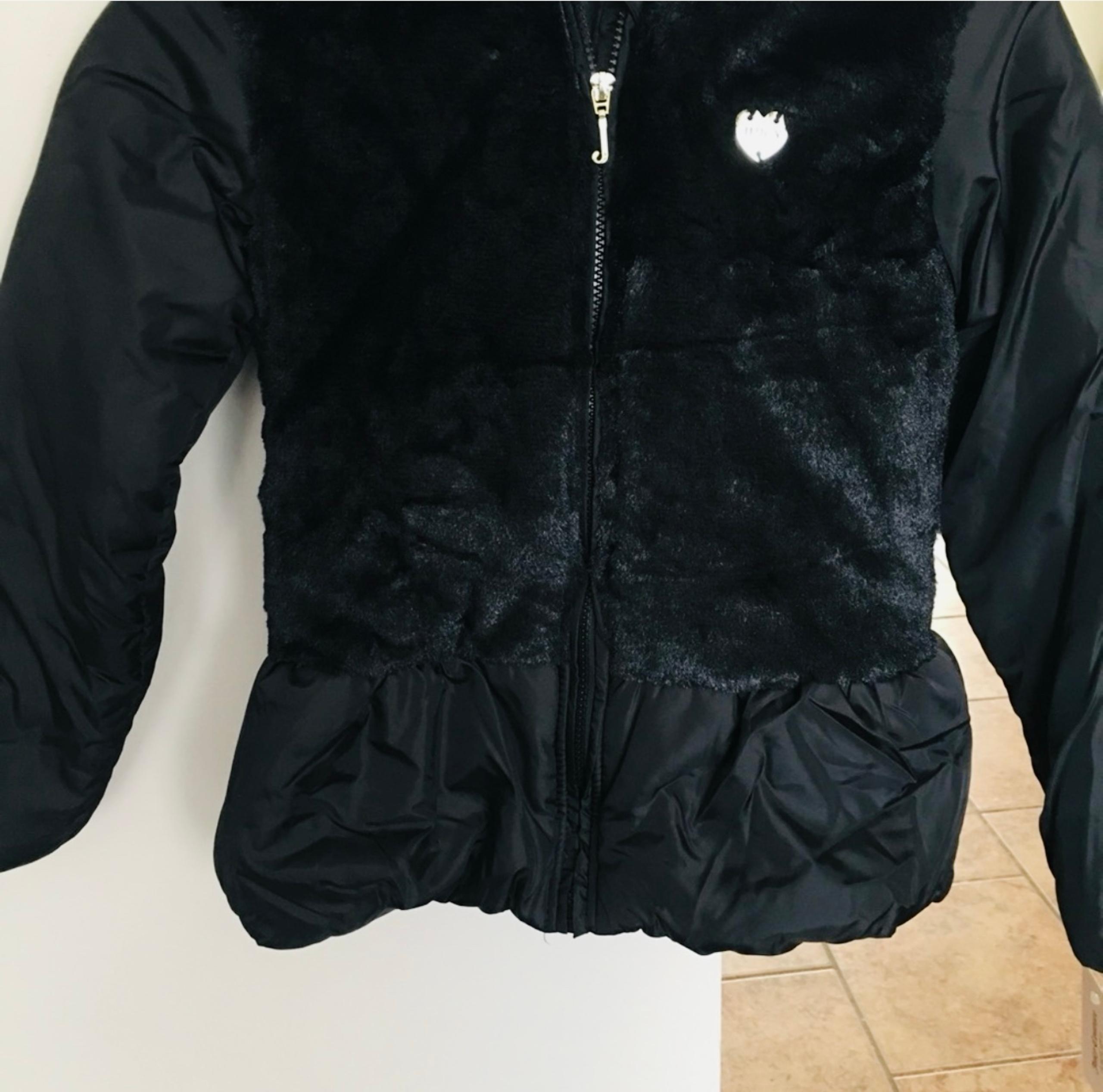 Girls black juicy couture fur jacket size 4