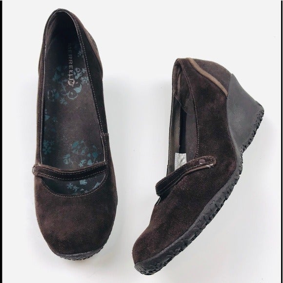 Merrell Petunia Suede Mary Jane Wedge 9