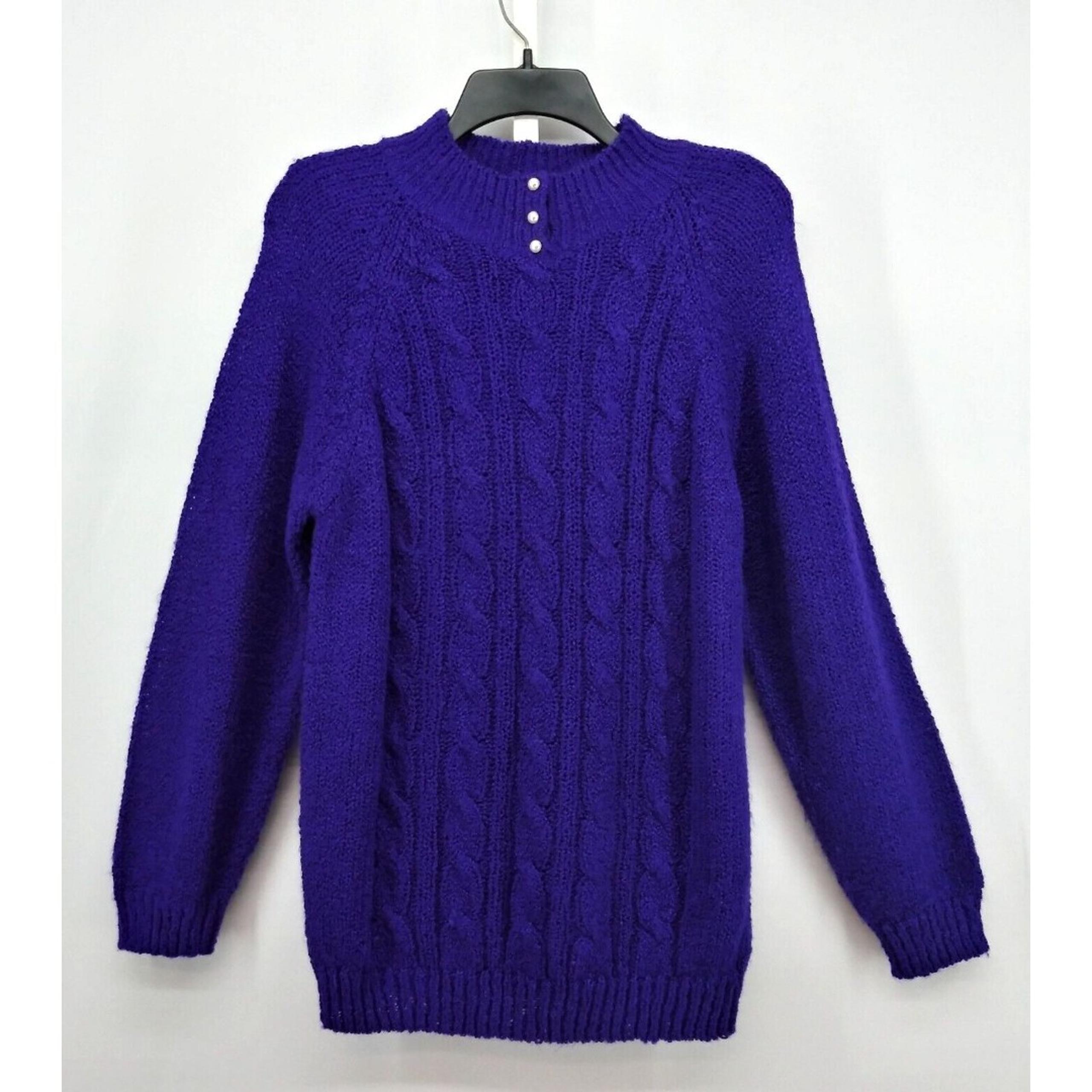 Jennifer Moore Sweater Womens Size PM Dark Purple Mock Neck Long Sleeve Pullover