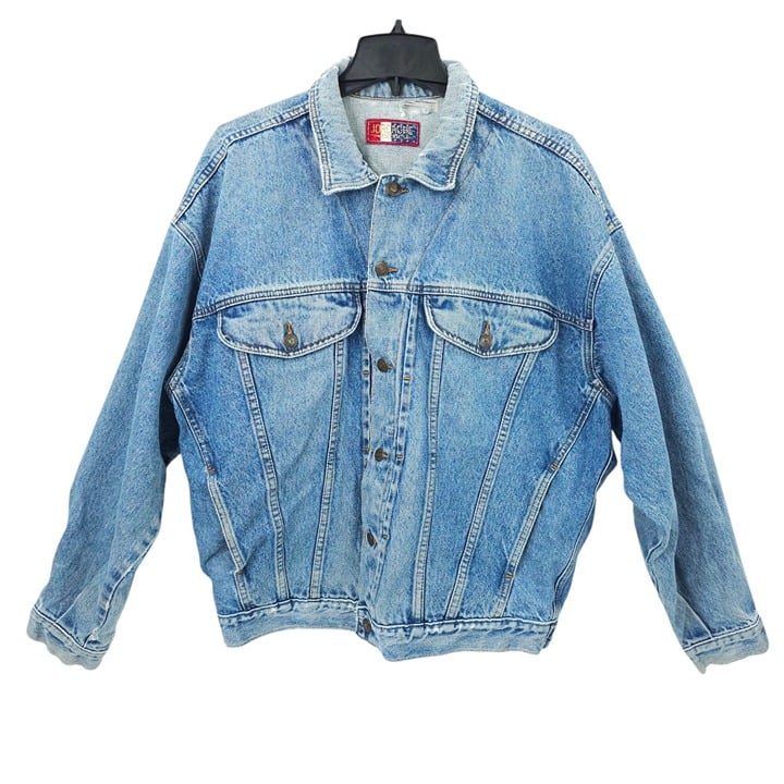 Vintage Jordache Denim Jean Jacket Mens Sz L Distressed Trucker Jacket Retro Y2K