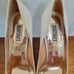 Badgley Mischka Cream Satin Heels Shoes Pumps Diamond Gem Accent | Size 9 / 40