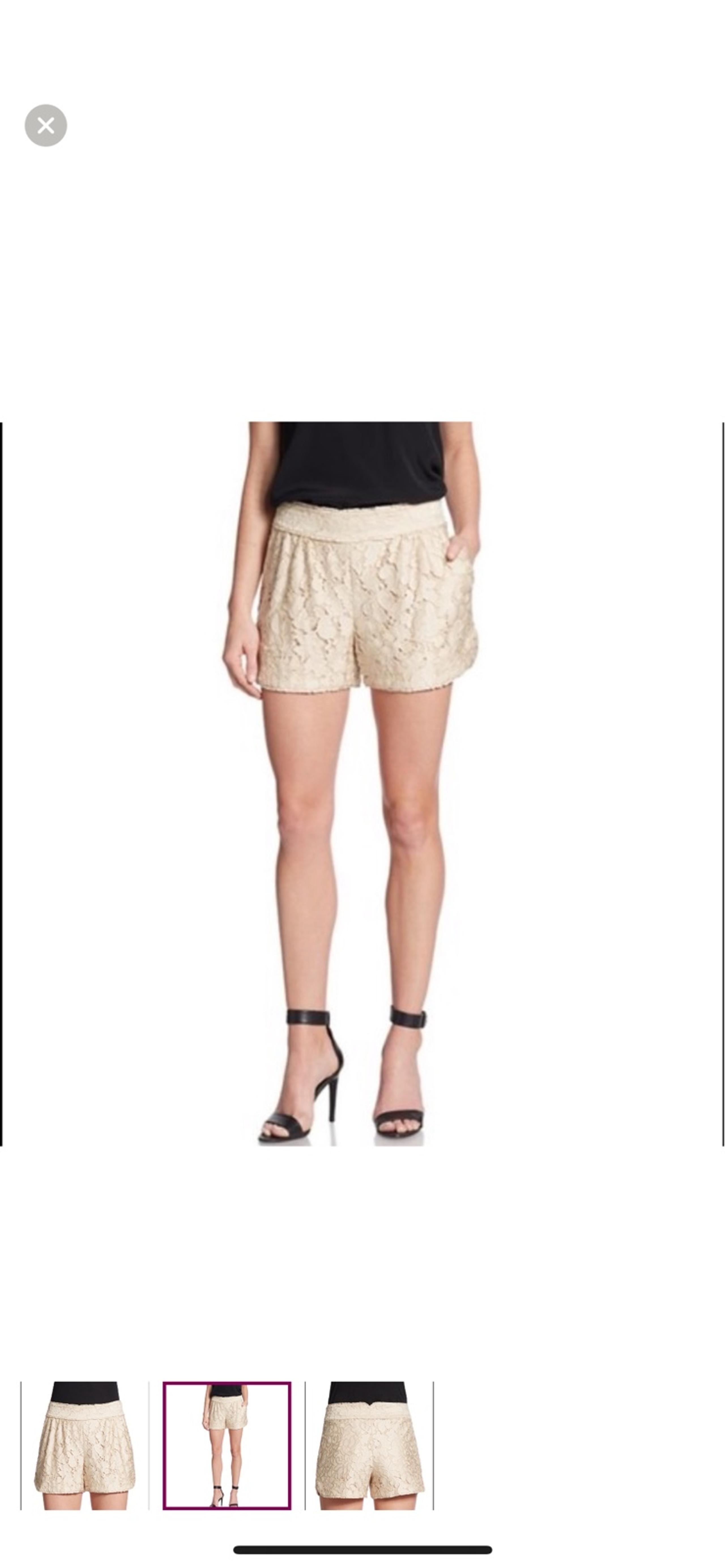 Diane Von Furstenberg Madonna Lace Desert Beige Shorts, High Rise, 3”Inseam, 12
