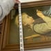 Vintage Large Framed Wall Hanging | Little Girl Knitting