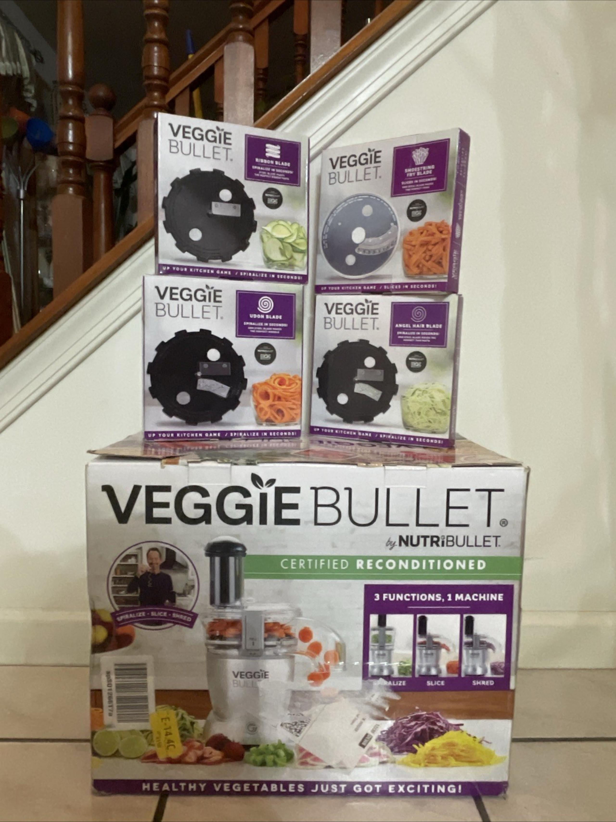 NOB Veggie Bullet 12 piece Set 3 Functions Slice-Shred-Sp iralize Food Processor