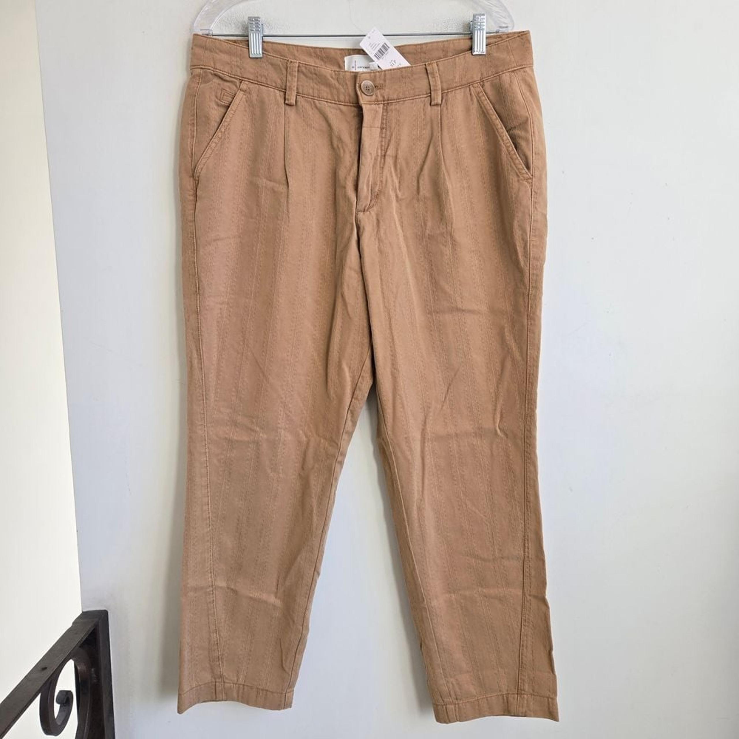 Anthropologie Petite Khaki Chino Pants Classic Straight Leg Trousers Size 31P