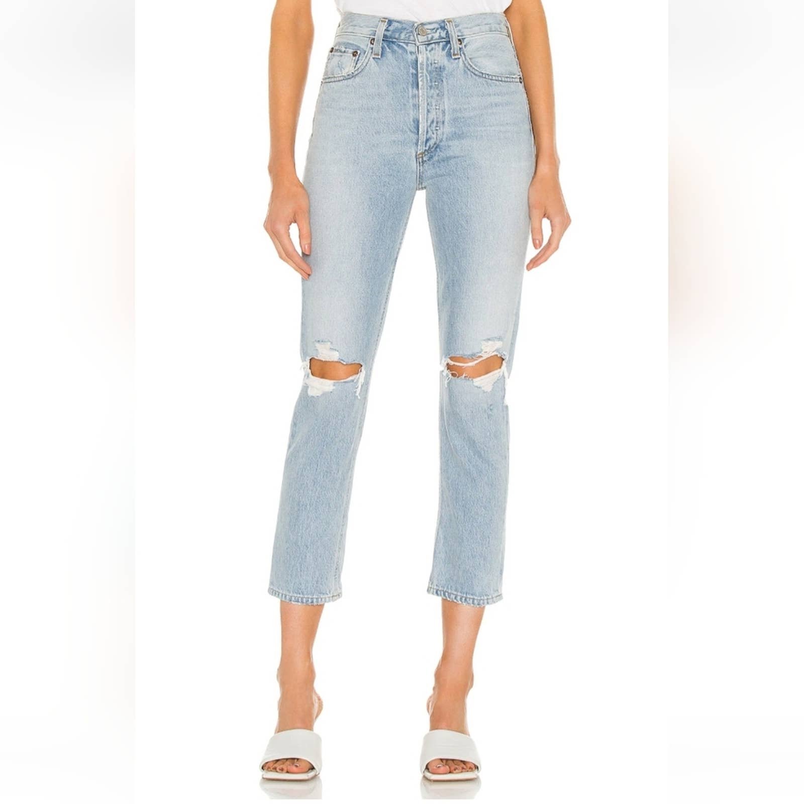 Agolde Riley High Rise Straight Crop jean in Clear skies sz 29
