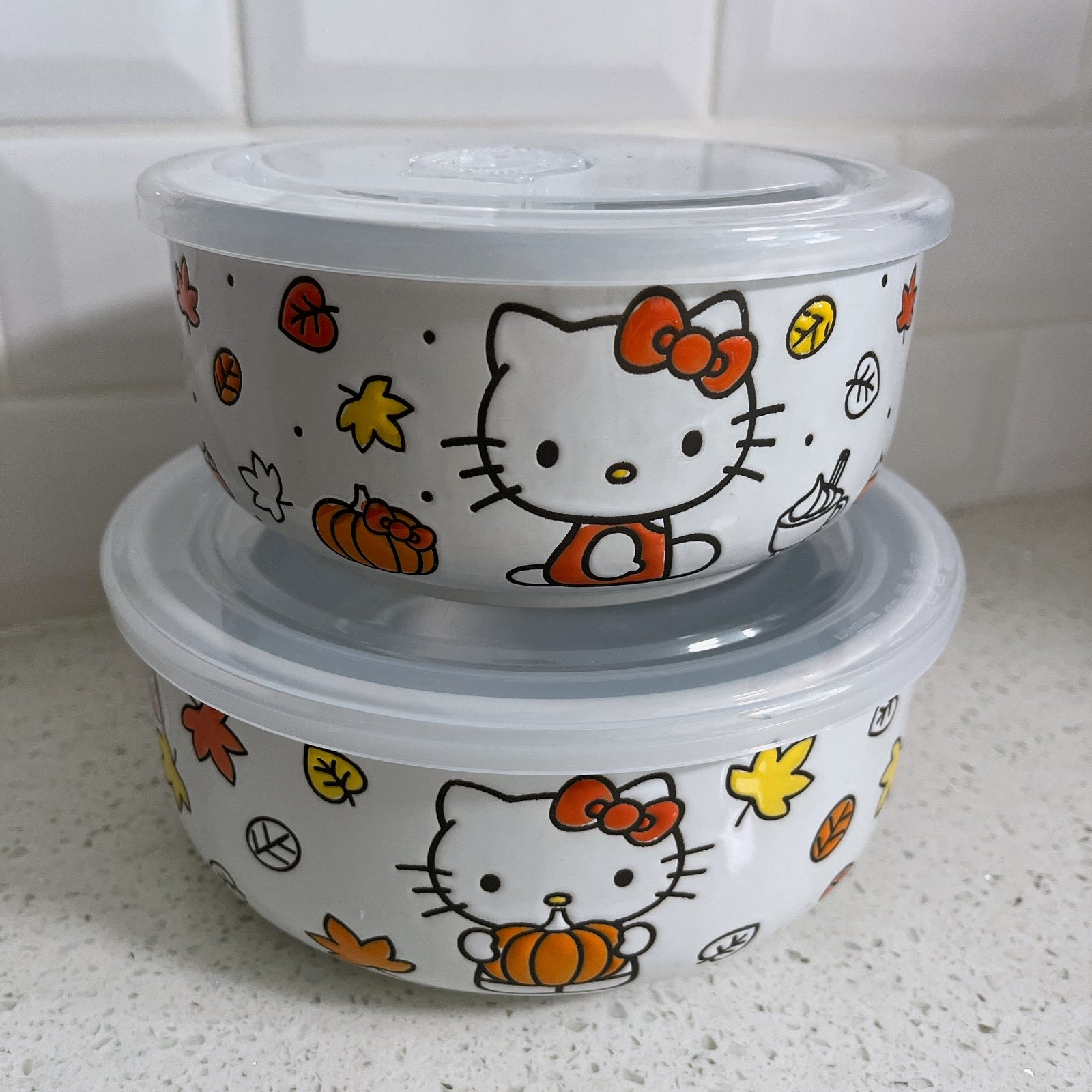 Hello Kitty pumpkin fall ceramic bowl tupperware