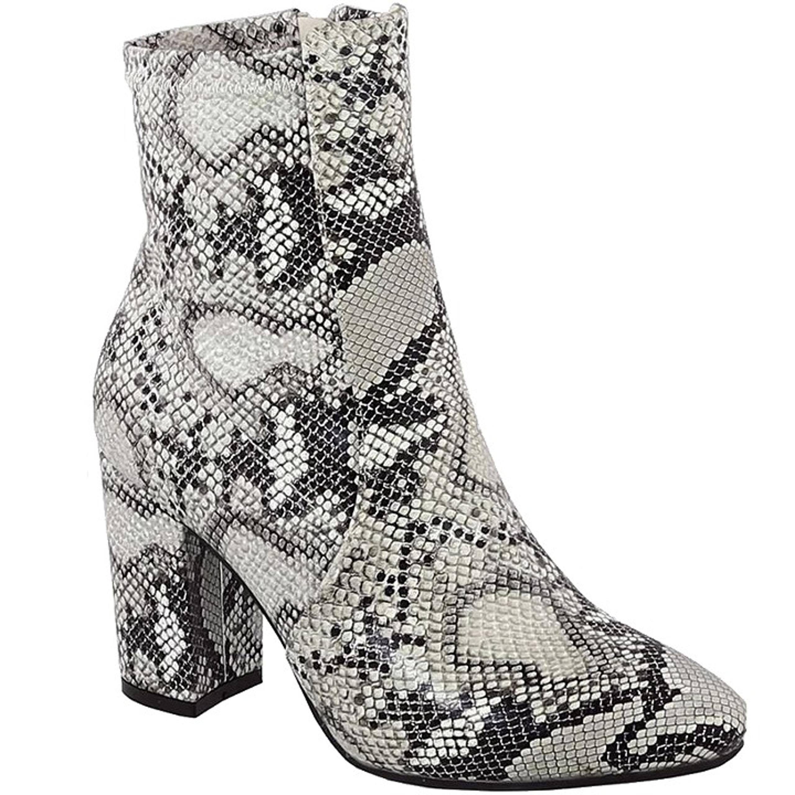 New Snake Stretch Sock Chunky Heel Ankle Boots Booties Size 8.5