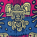 Mayan Aztec Native Woven Throw Fringed Bright Multicolor Tribal Design 49x72 GUC