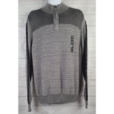 Rock & Republic 2XL 1/4 Zip Pullover Sweater Gray Black Ribbed NWT