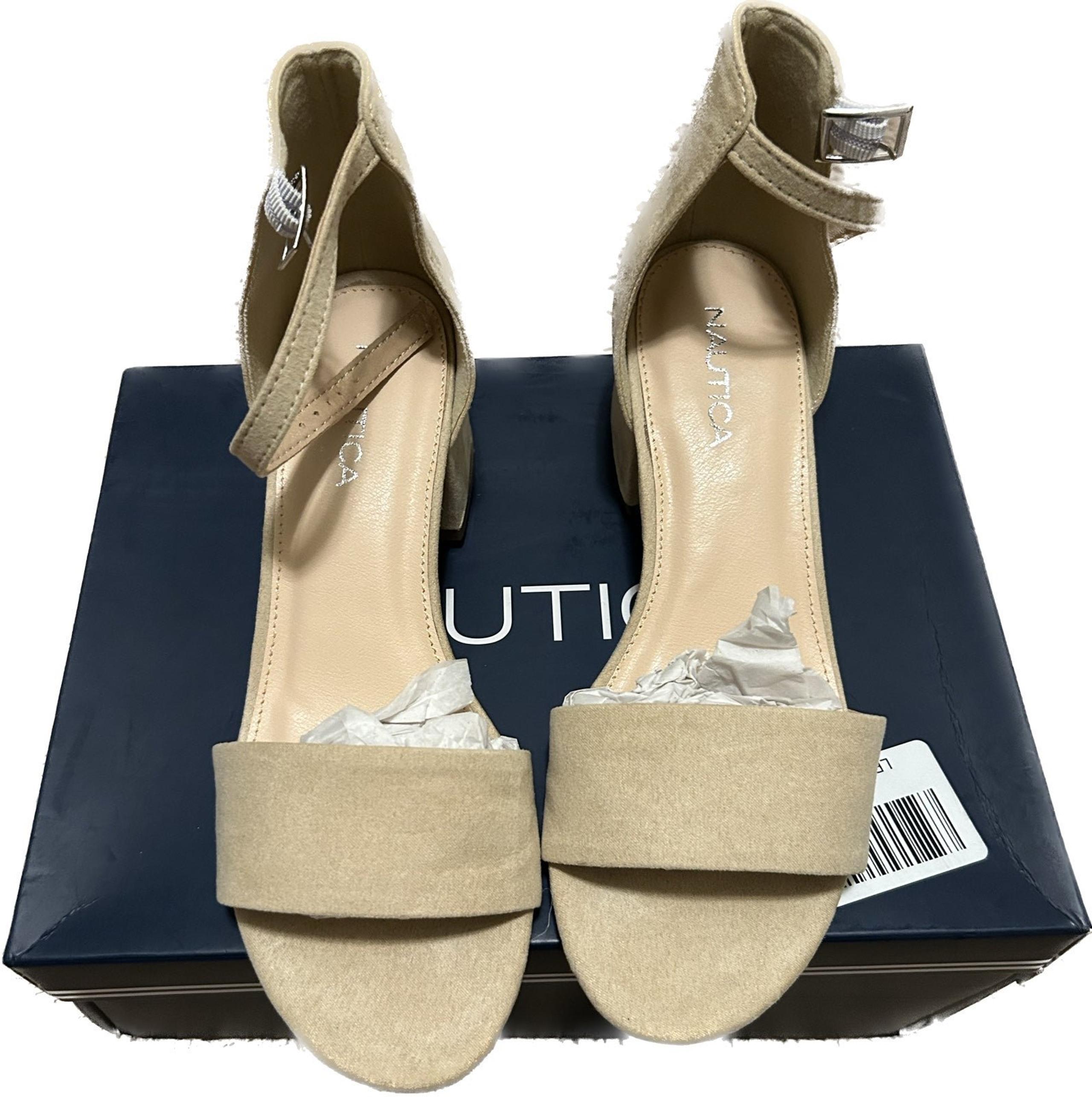 Nautica Women's Ankle Strap Pump Sandal with Low Block Heel - Stylish Two-Piece