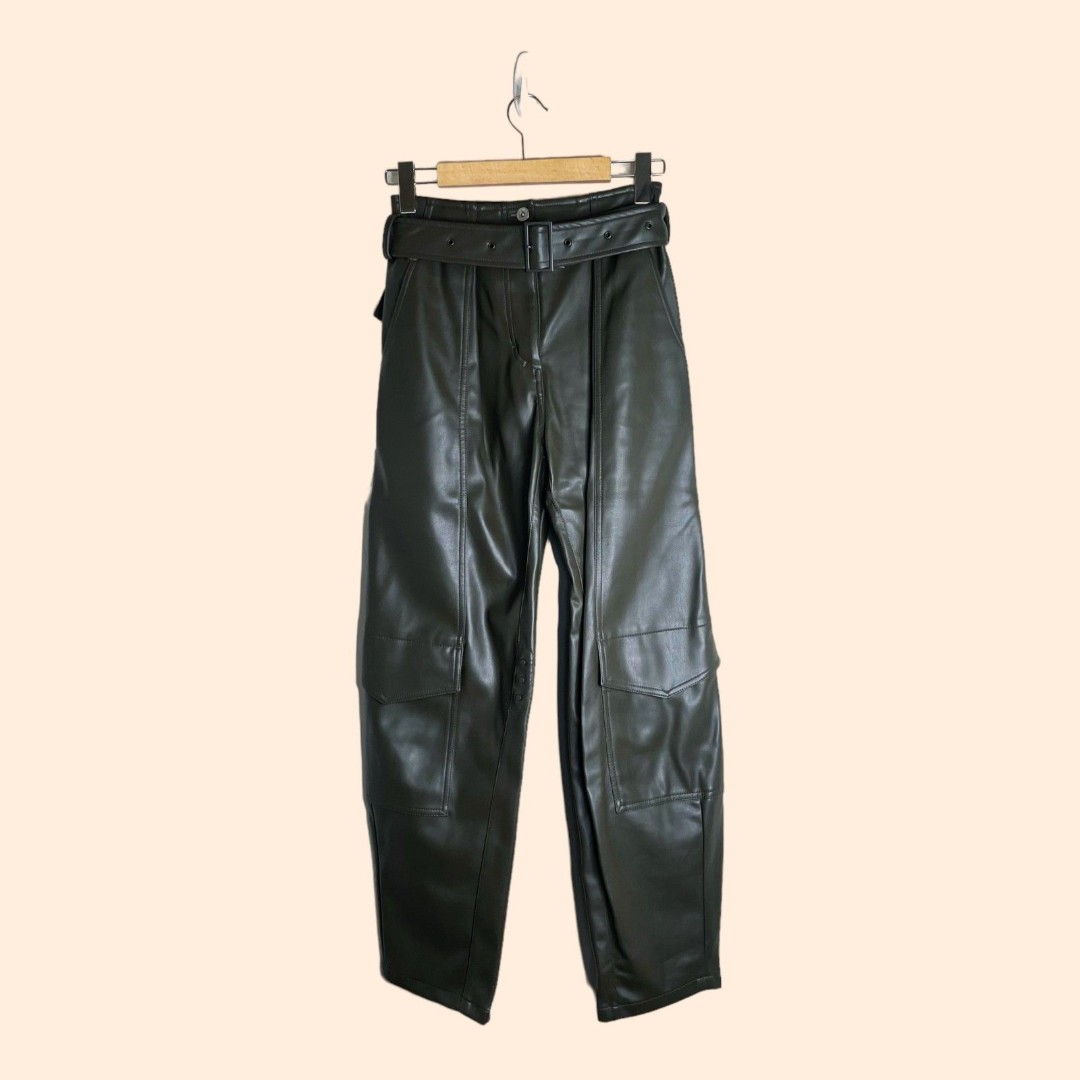 Low Classic Faux Leather Cargo Pants
