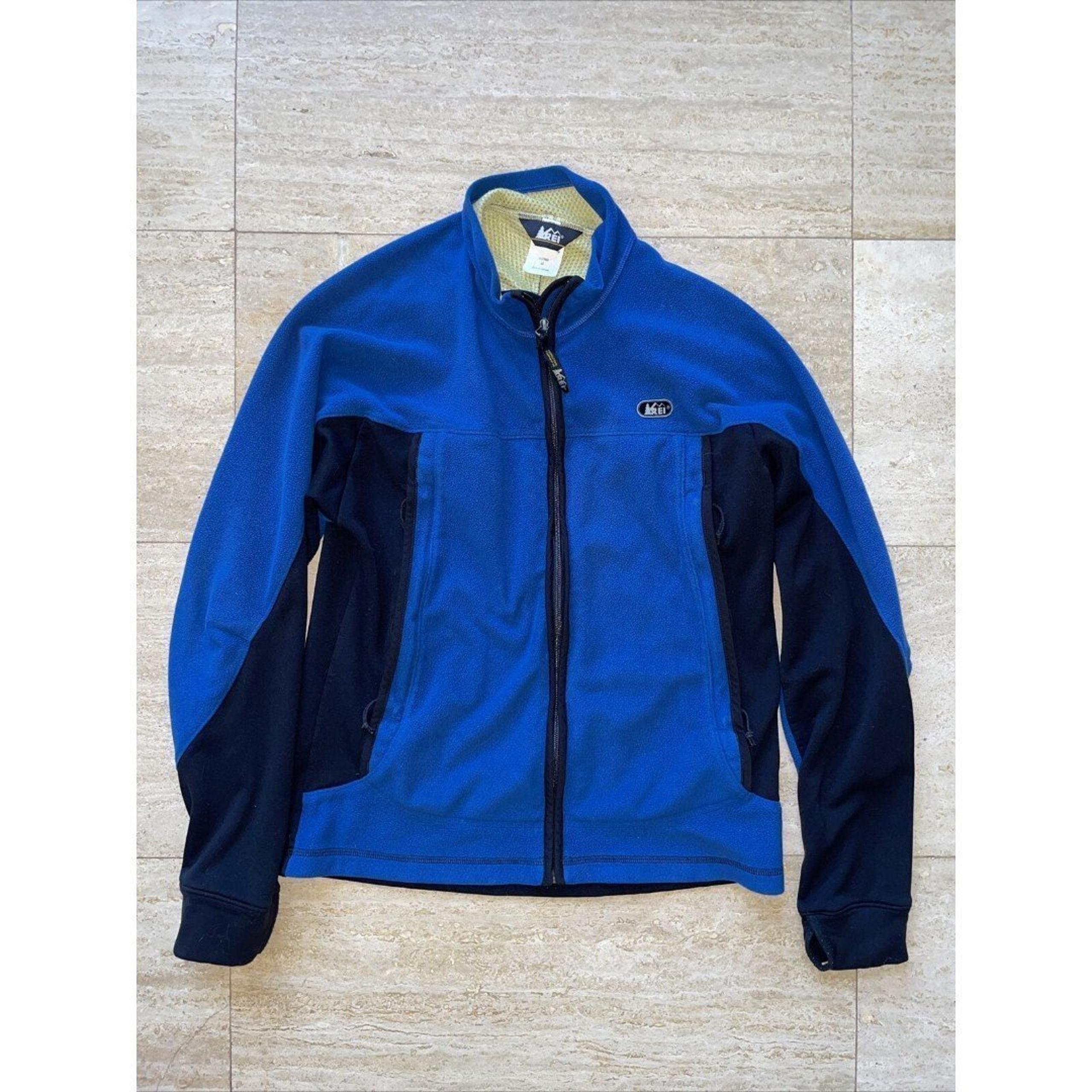 Vintage REI Mens Full Zip Lightweight Fleece Jacket Blue Size M Made In USA