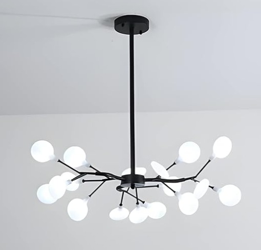 Tree Branch LED Pendant Lamp Black 18 Lights Metal Ceiling Lighting