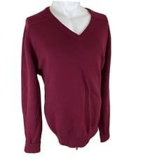Lands End 100% Lambswool Red Sweater