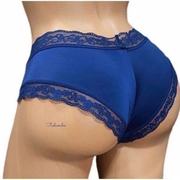Victoria’s Secret Supersoft Satin with lace trim Cheeky Panty Navy blue Large