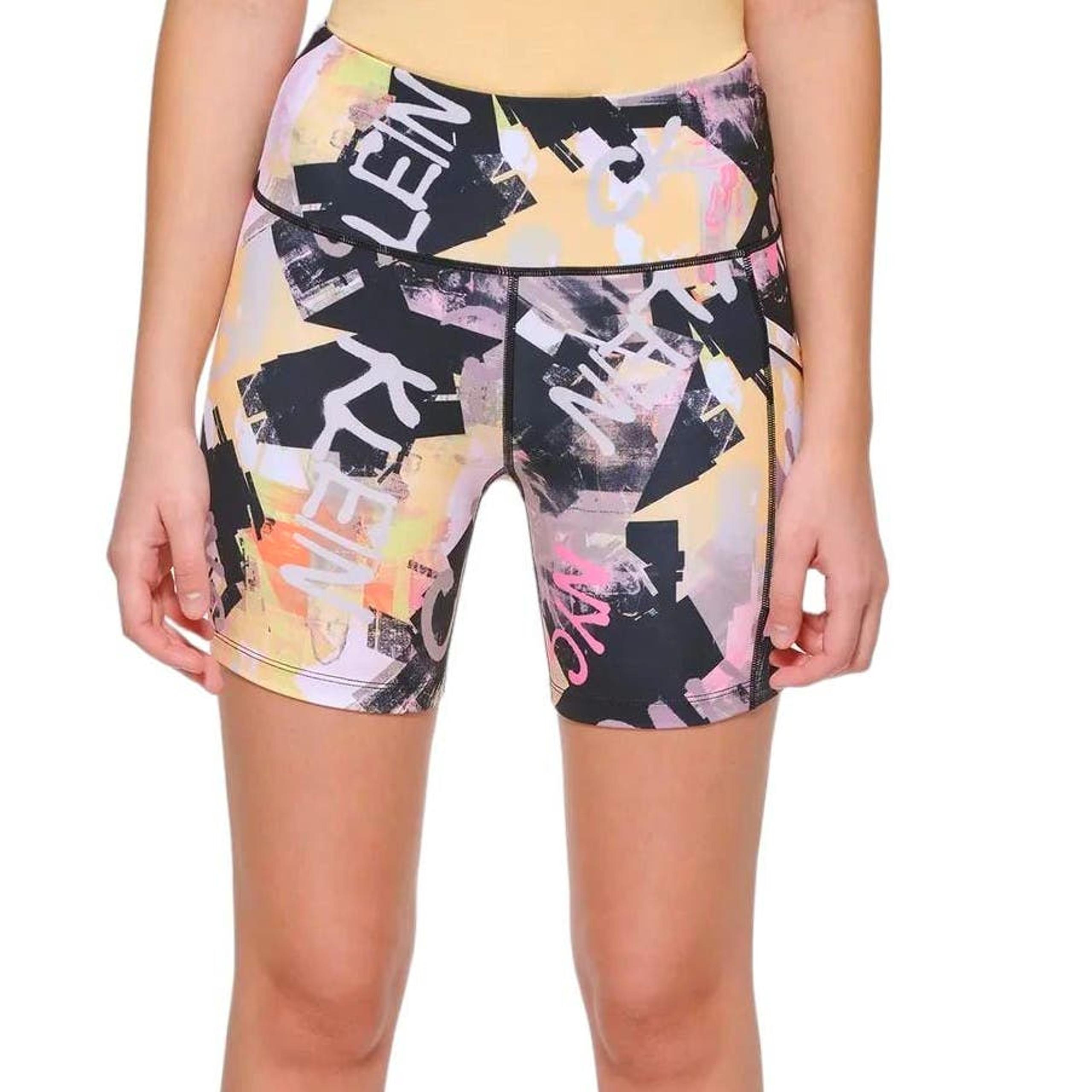 Calvin Klein Womens XS High Rise Fashion Print Bike Short (Canvas Logo Sunstone)