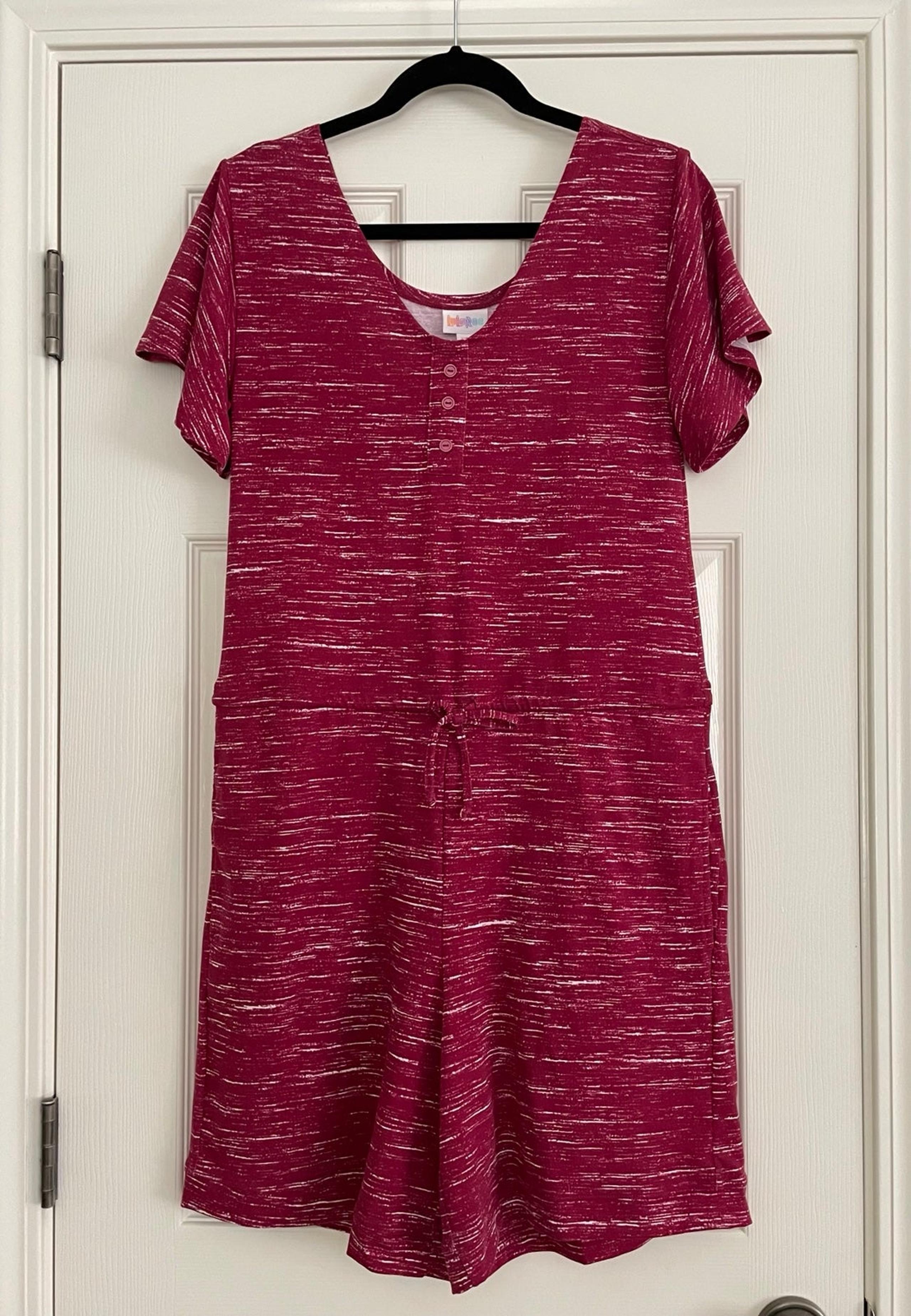 LuLaRoe Xanthe Romper XXS Burgundy with White Heathering