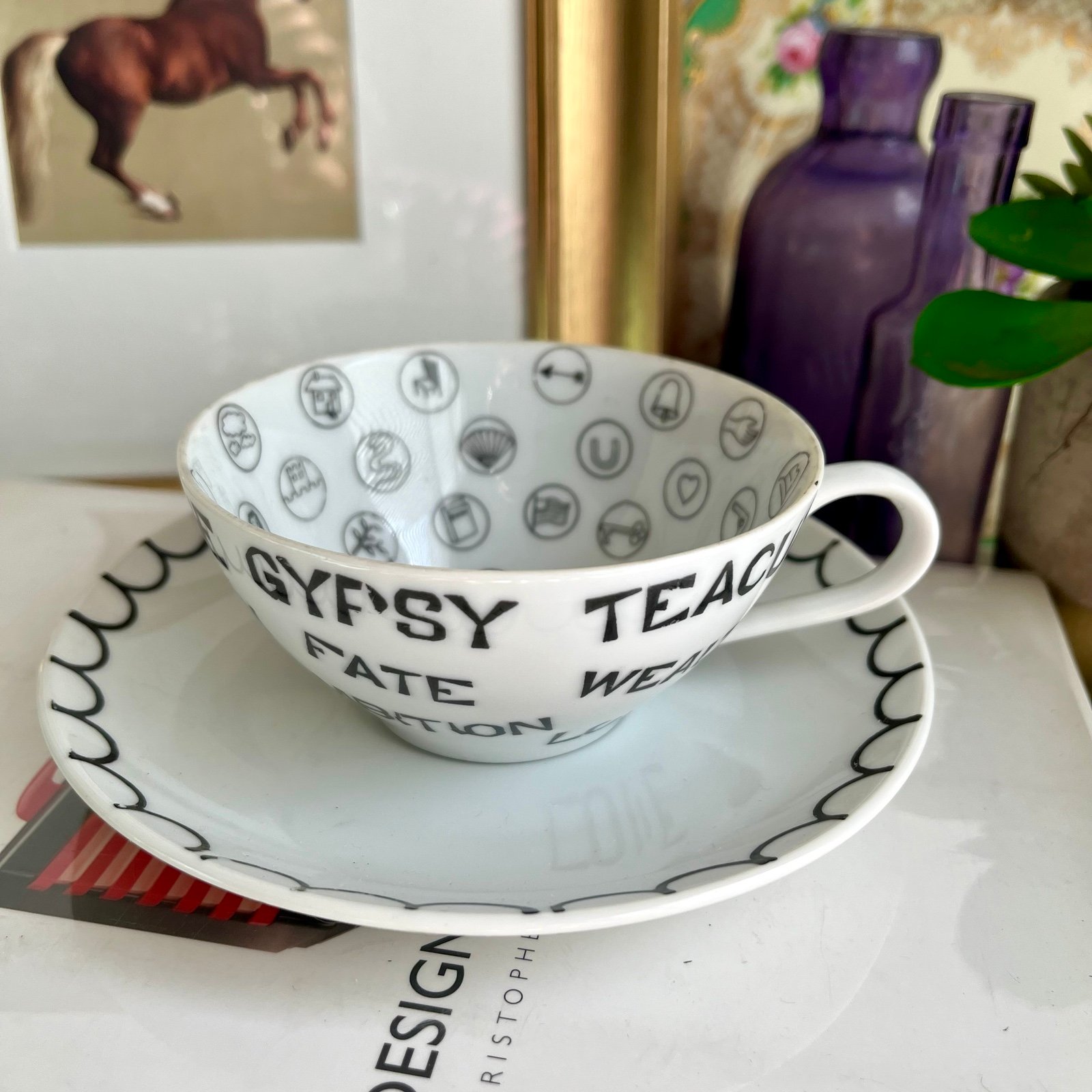 Rare Vintage Gypsy Tea Leaf Reading Teacup And Saucer 1959 Originality Plus