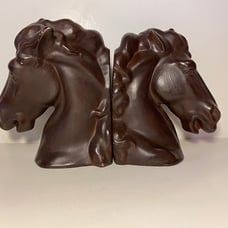 Vintage Alberta's Molds Brown Ceramic Horse Head Bookends