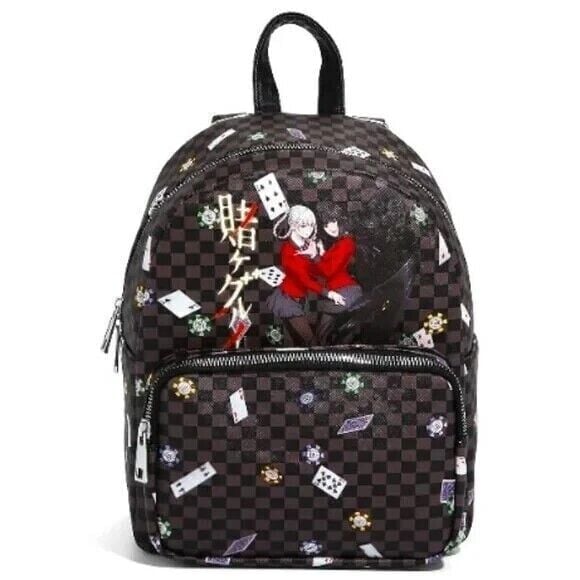 Kakegurui Yumeko and Kirari Playing Cards & Poker Chips Checkered Mini Backpack