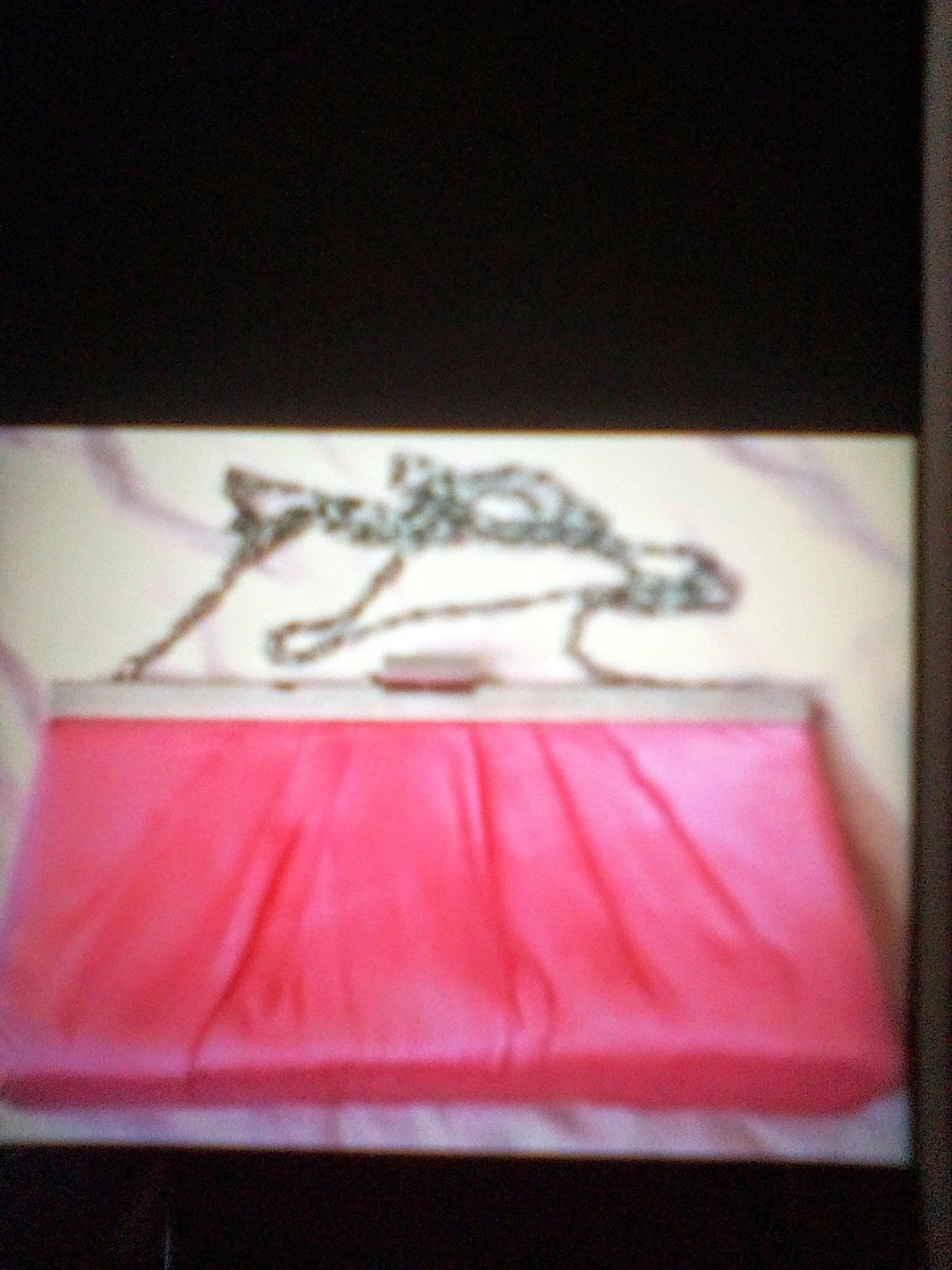 Vintage Cache Pink Silk Lined with Silver Hardware Clutch Bag