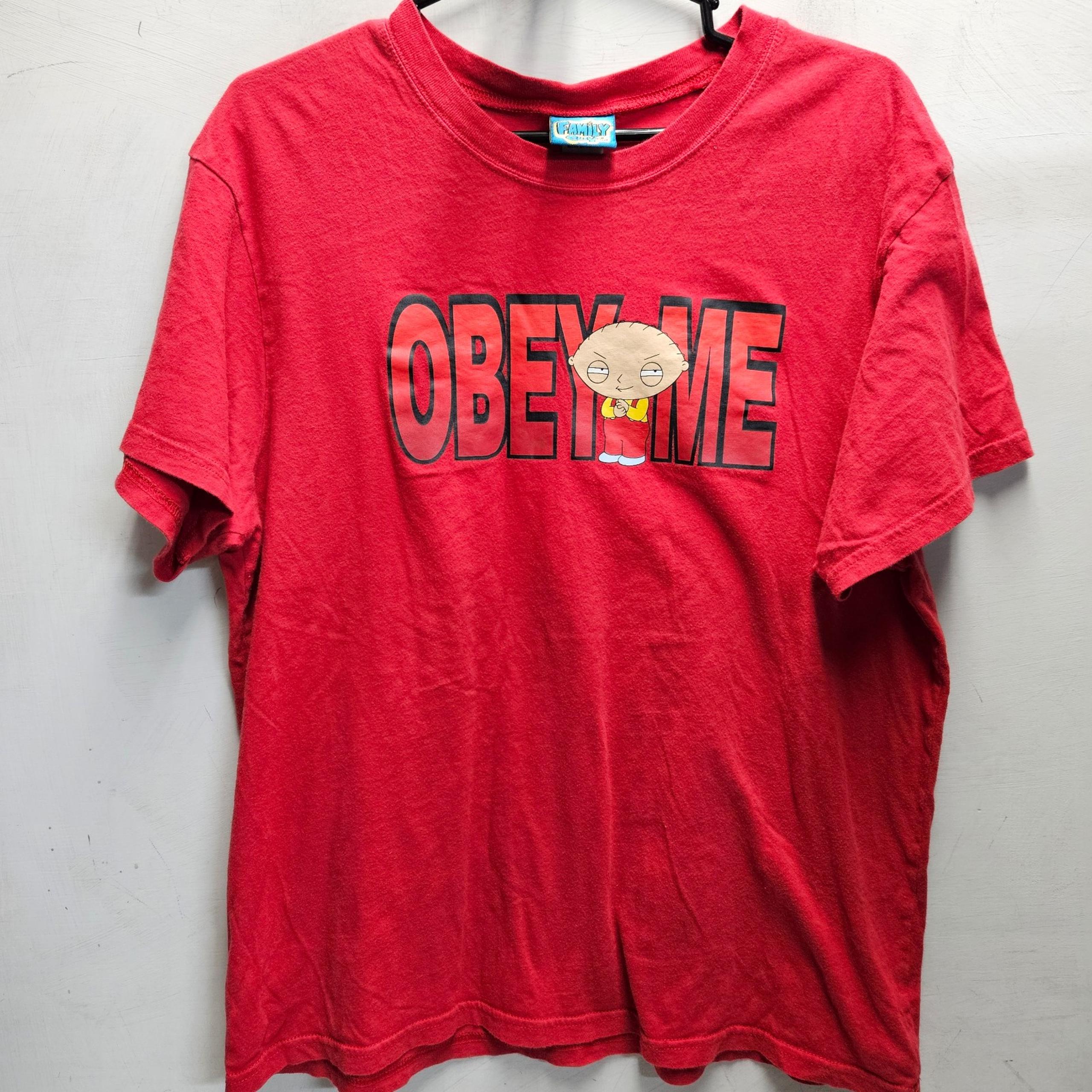 2011 Family Guy Stewie OBEY ME red graphic tee shirt medium unisex