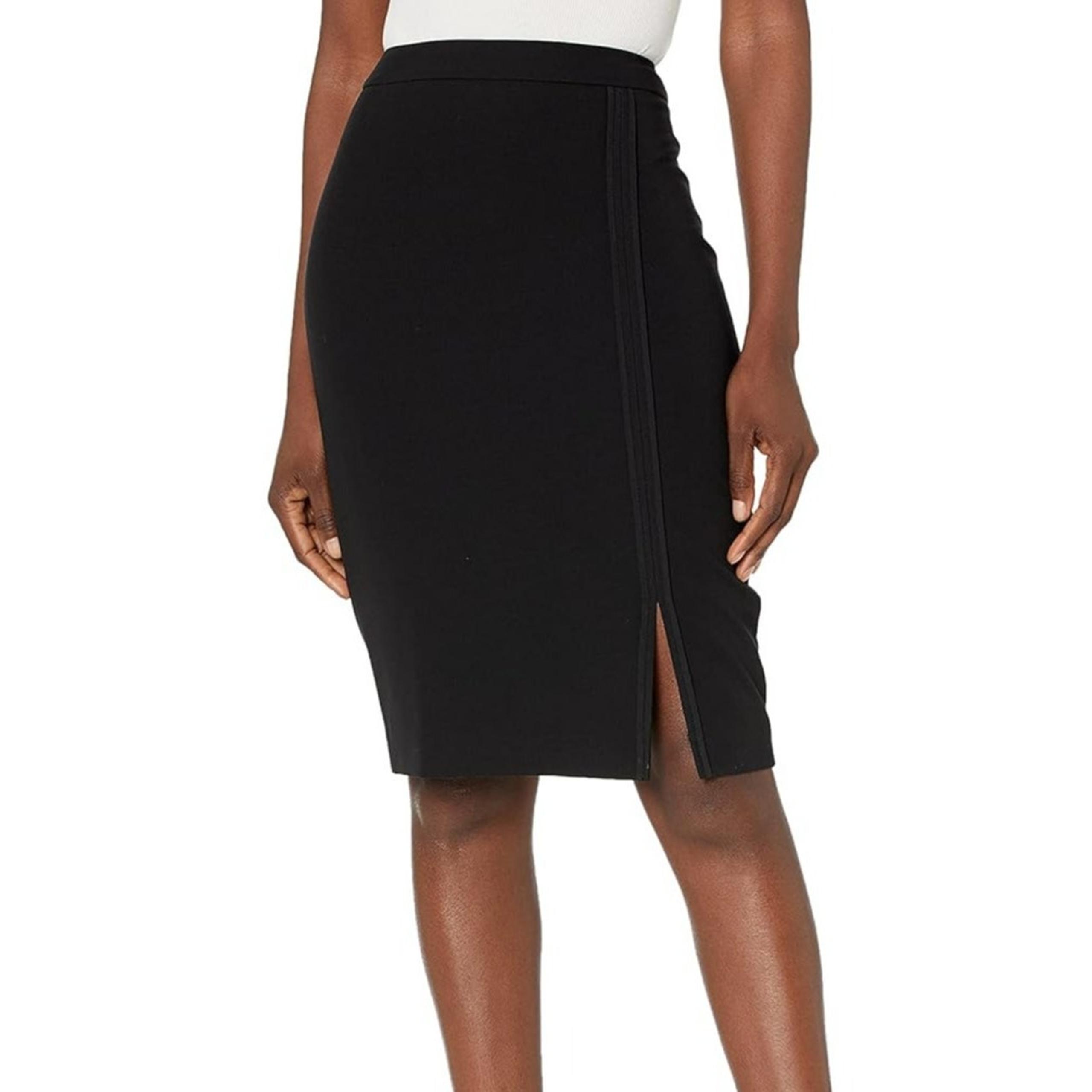 NWT Tommy Hilfiger Women Knee Length Side Slit Pencil Skirt Black Size 2