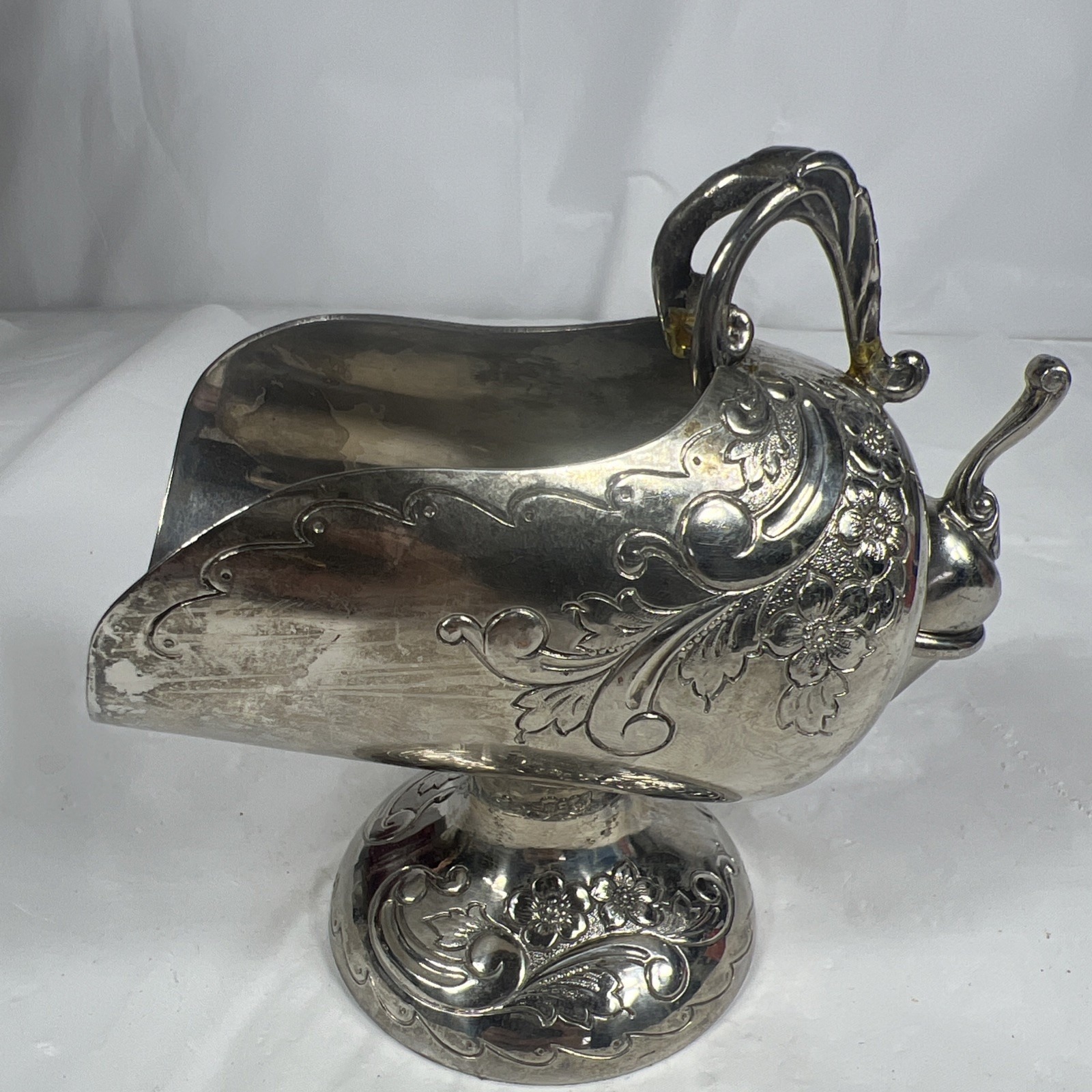 Vintage Sugar Scuttle Victorian Pedestal Silver Plate W/Scoop