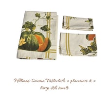 Williams-Sonoma Tablecloth With 2 Placemats & 2 Large Dish Towels Fall Harvest T
