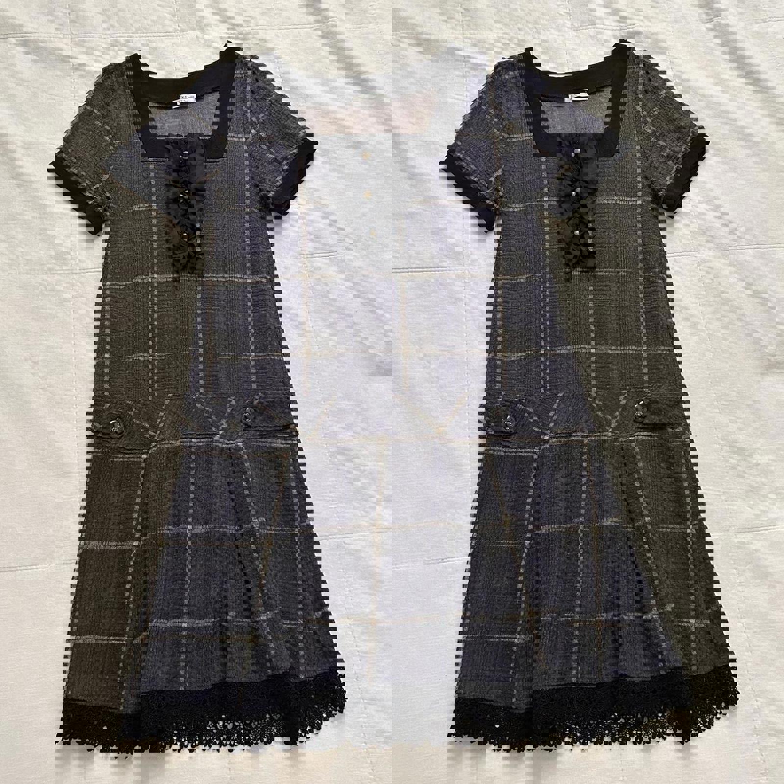 Axes Femme purple plaid drop waist dress