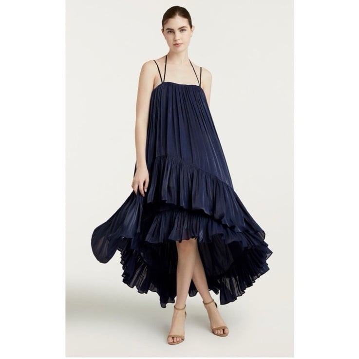 Cinq a Sept Soliel Ruffle Trapeze Navy Dress size 00