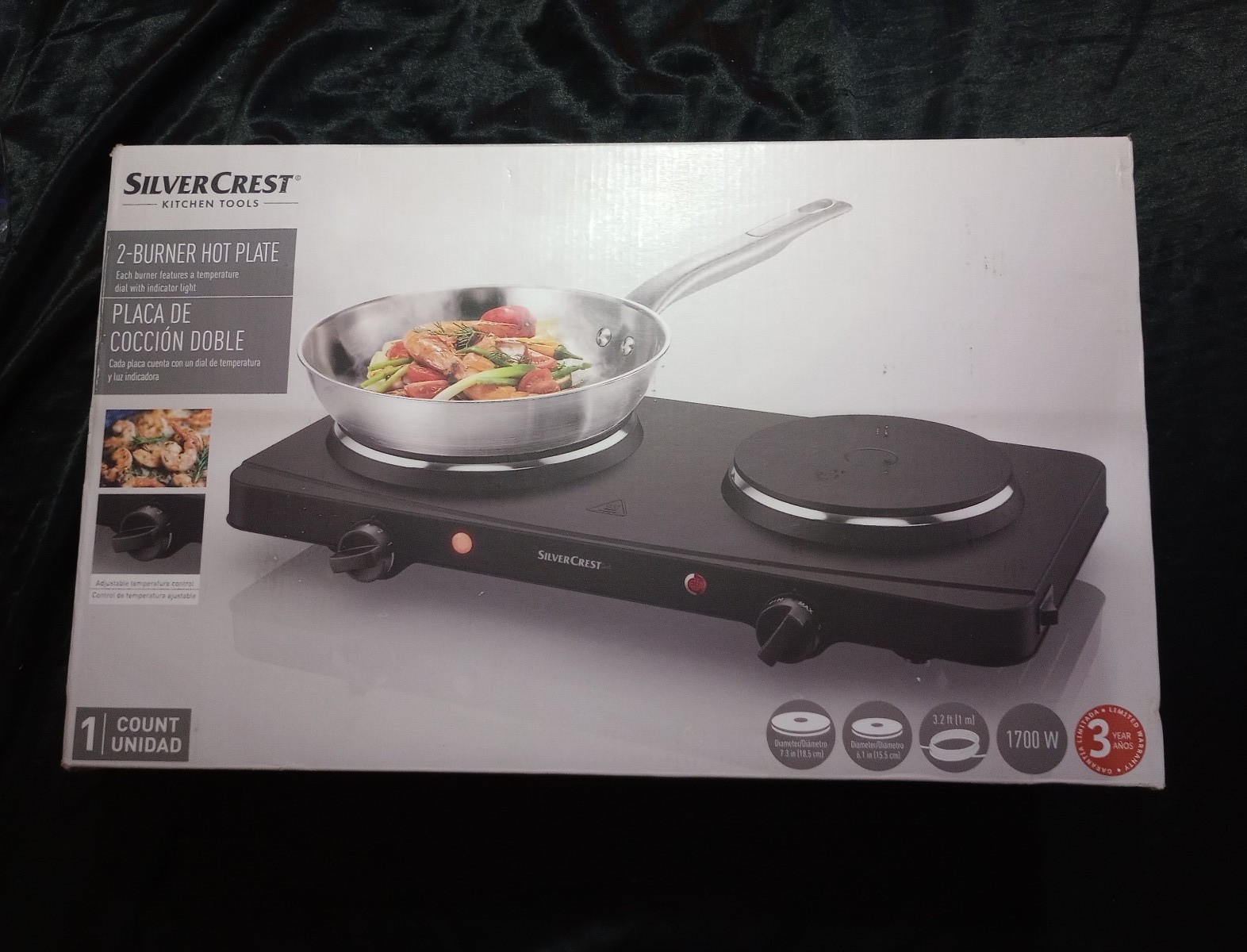 Silvercrest Kitchen Dual Hotplate with Automatic Safety Shut-Off & Thermal Fuse