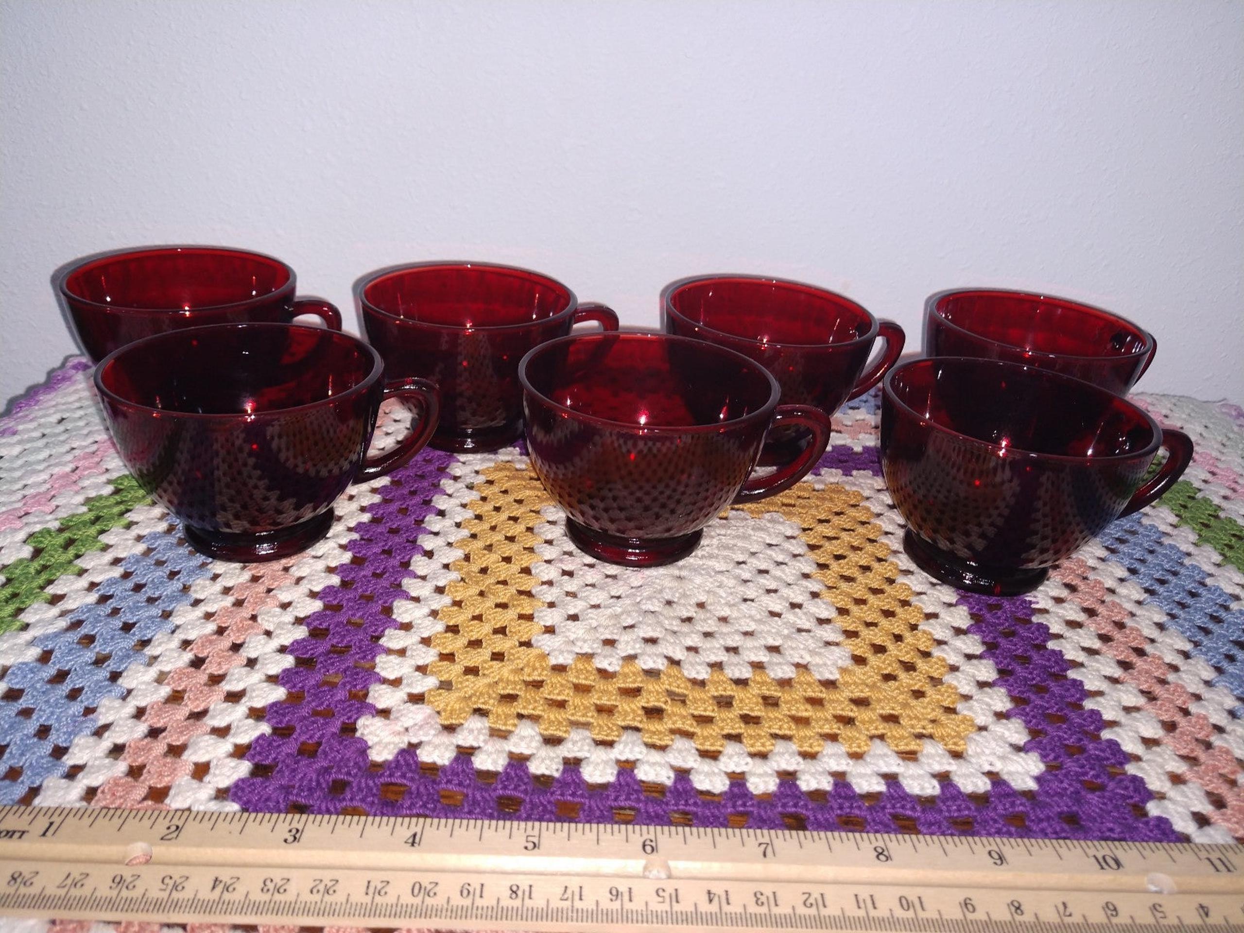 Vintage Anchor Hocking Royal Ruby Red Glass Punch Cups.