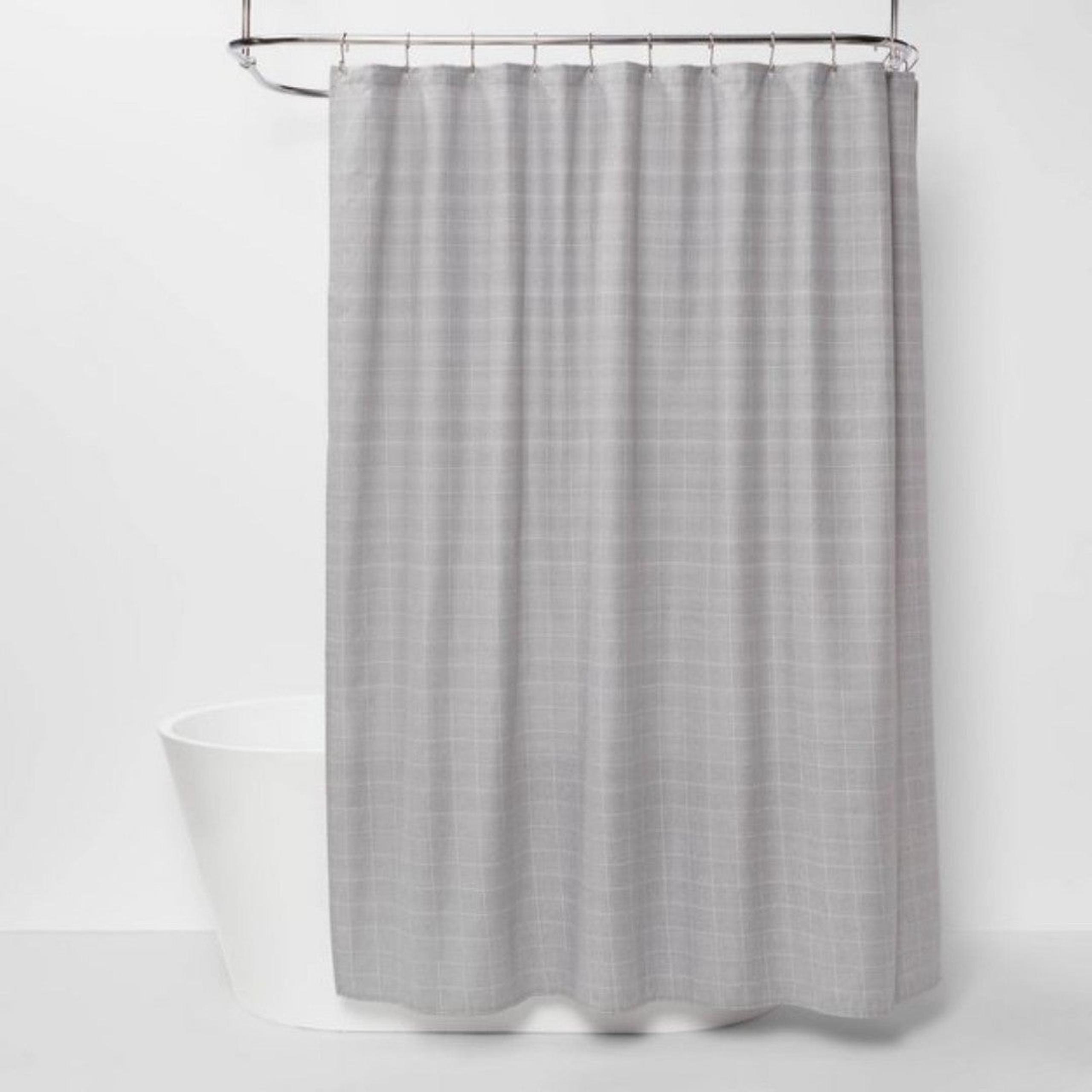 Plaid Dark Gray Shower Curtain 72" (H) x 72" (W)