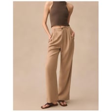 Reformation Mason Pants 8P Khaki Wide Leg Trousers High Rise Preppy Relaxed Fit
