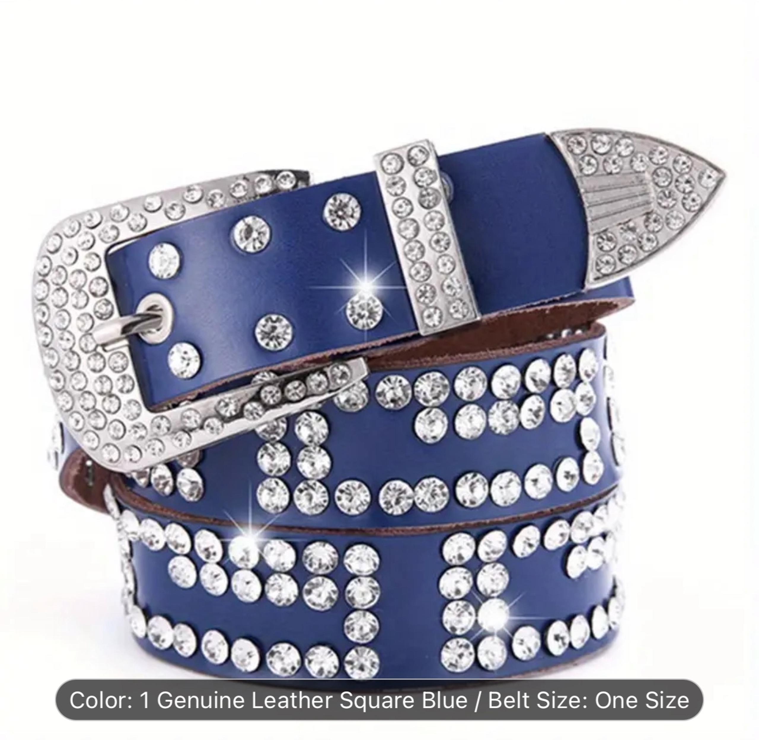 Blue rhinestone belt