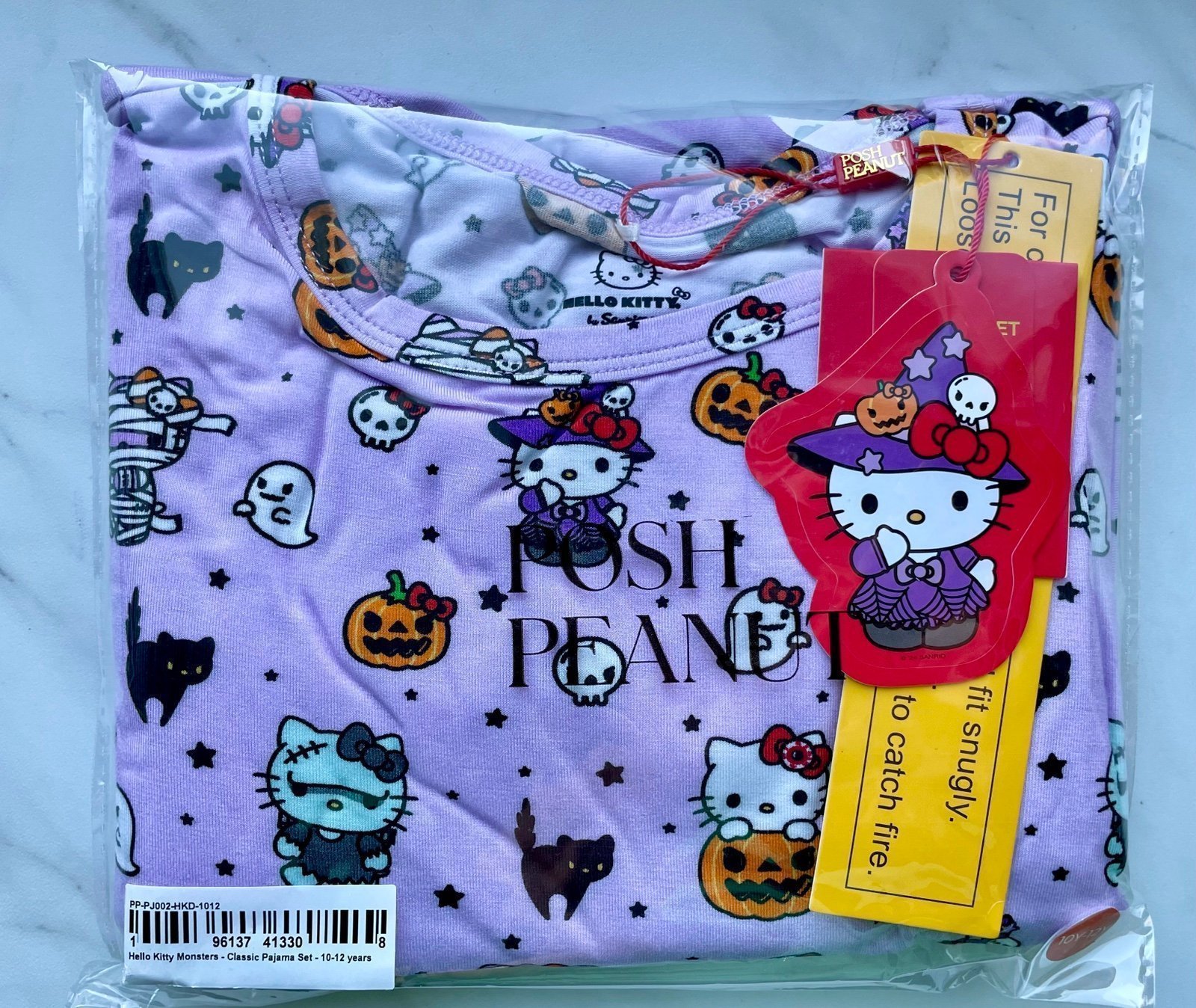 Posh Peanut Hello Kitty Monsters Halloween Two Piece Pajama PJ Set Size 10/12