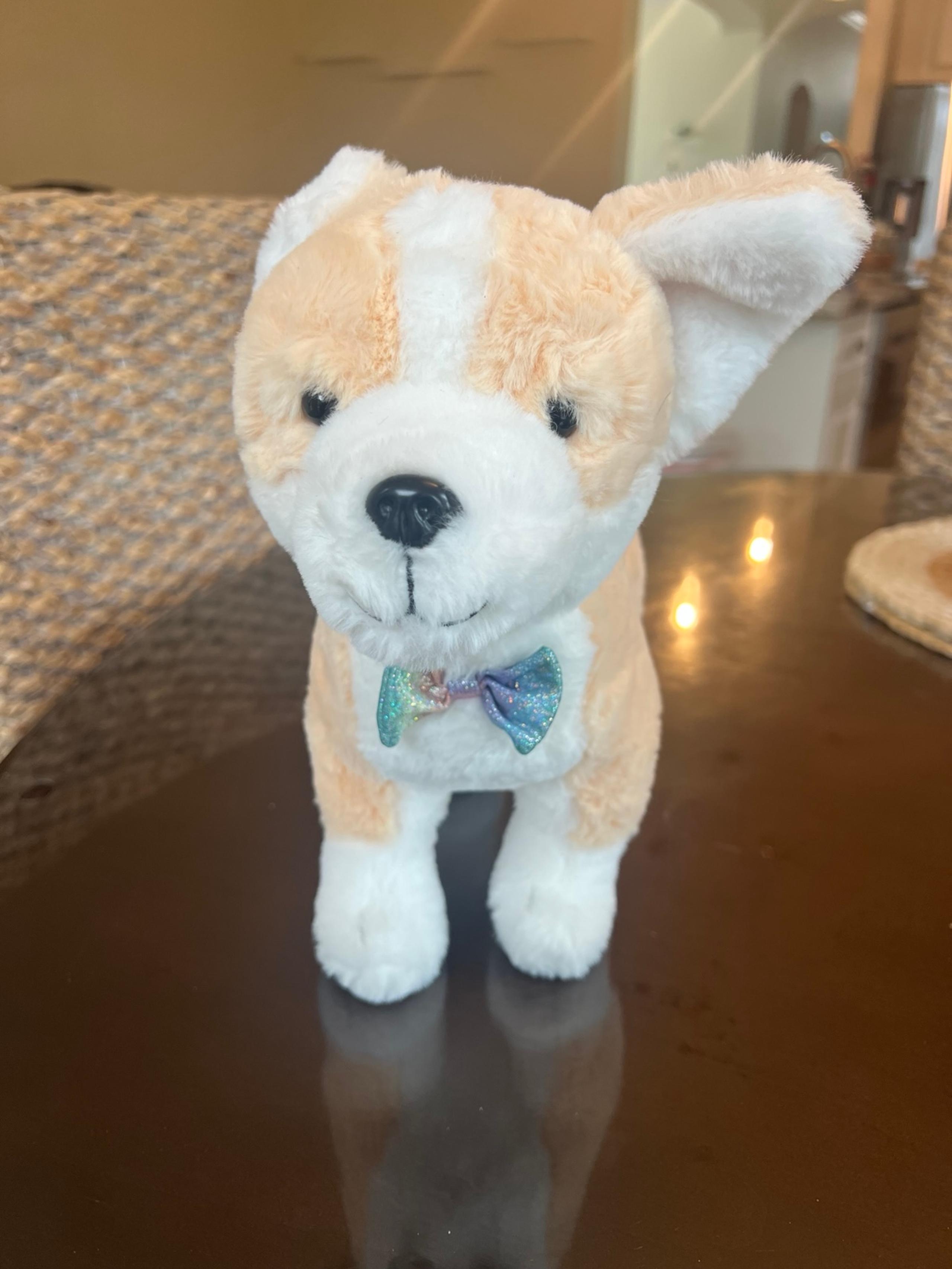 F A O Schwarz Sparklers Corgi Dog 12" Plush Stuffed  Toy Rainbow Sparkle Bow