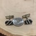 Vintage 925 Sterling Silver Inlay Black Onyx OvalCuff Links Signed