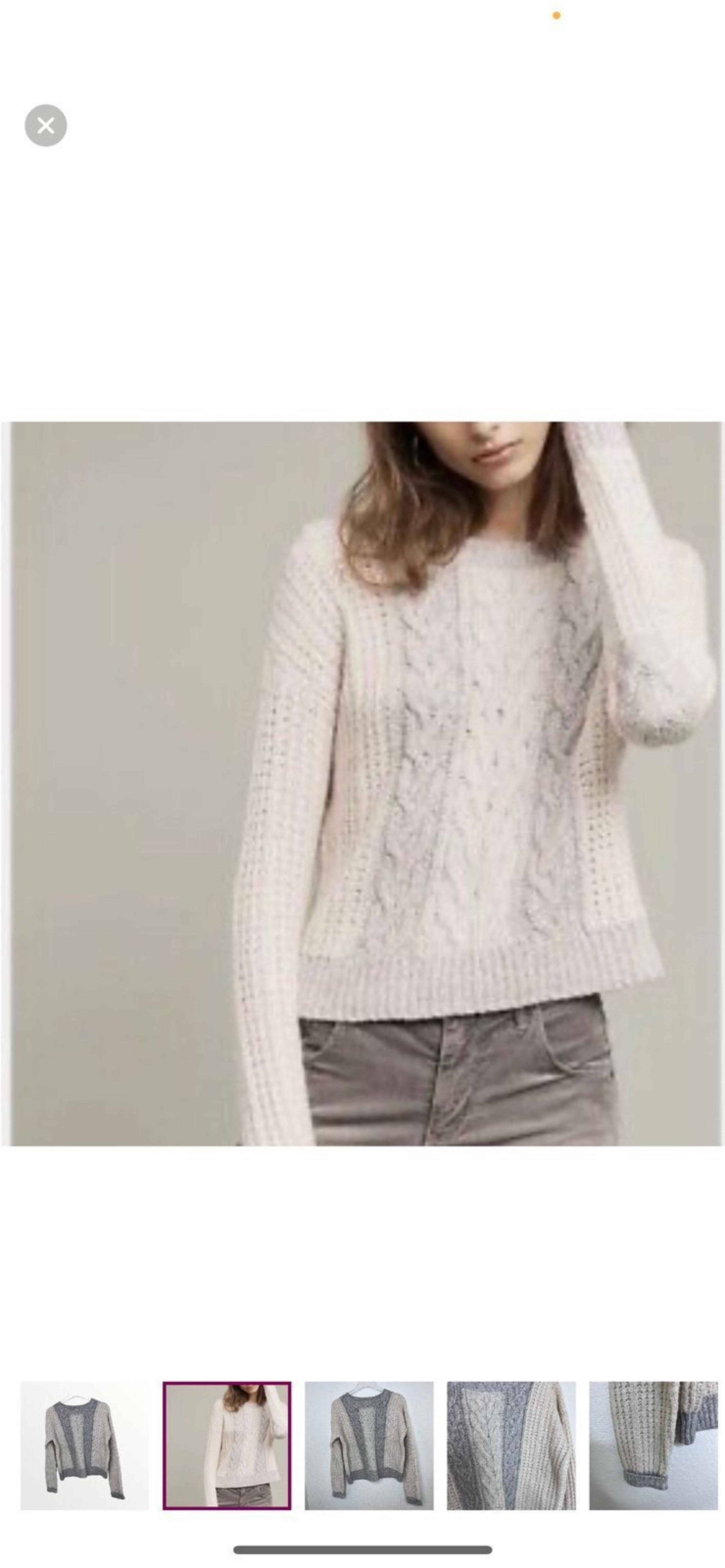 Anthropologie Sleeping on Snow M Cable Knit Pullover Sweater Gray Ivory $168