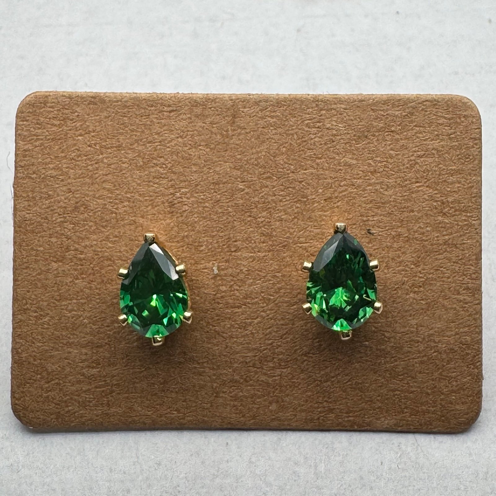 14kt Gold JCM Jacmel Tear Drop Emerald Green Stud Earrings