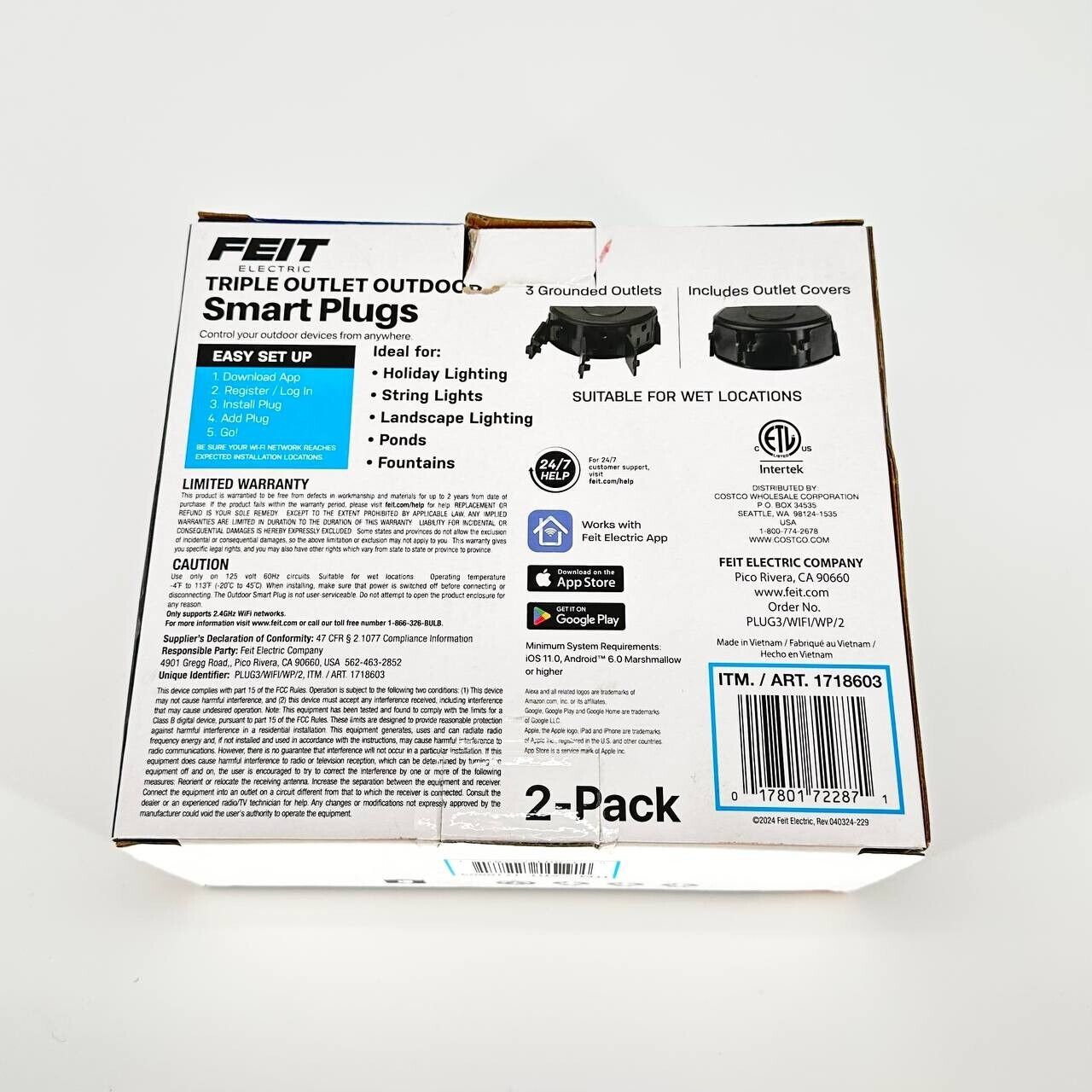 Feit Electric Triple Outlet Outdoor Smart Plugs 2-Pack Free Shipping