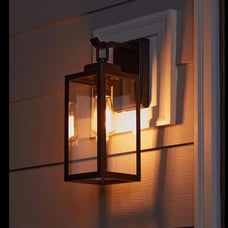 Pia Ricco 1- Light Matte Black Outdoor Wall Lantern Sconce Clear Glass Farmhouse