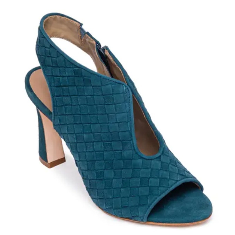 Bernardo Lenora Woven Suede Slingback Sandal Winter Blue/Green Suede Sz. 8.5 NIB